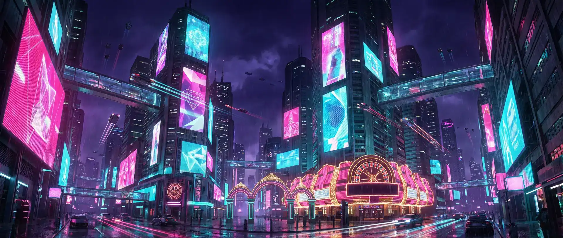 yy易游 赛博朋克霓虹复古都市夜景
